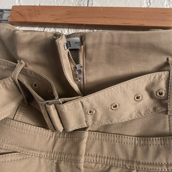 NWOT Zara Khaki wide leg high waisted belted pant size M - Picture 6 of 10